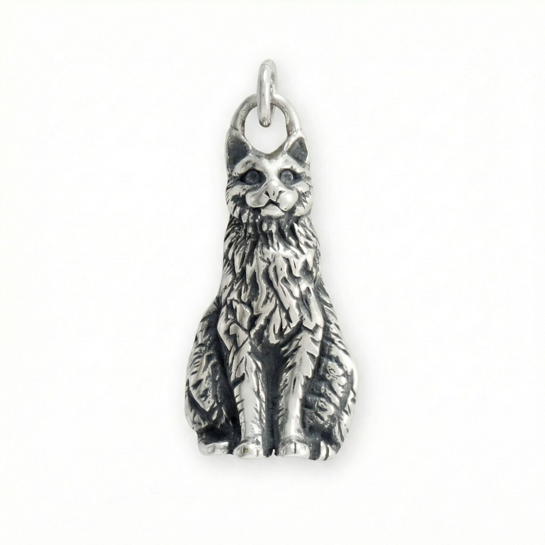 Best FURever Friends Sterling Silver Sitting Pretty Kitty Cat Charm, 23.3 x 12.2 mm, Silver