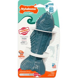 Nylabone Power Chew Love Our Oceans Textured Fish Salmon Flavor Dental Chew Dog Toy, Medium