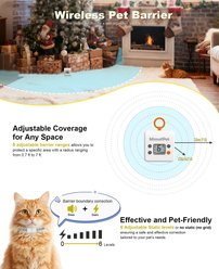 Mimofpet B1-S Wireless Rechargeable Indoor Barrier 6 Adjustable Range Radius up to 7 ft for Small Dogs & Cats with Hook, White, Small slide 2 of 9