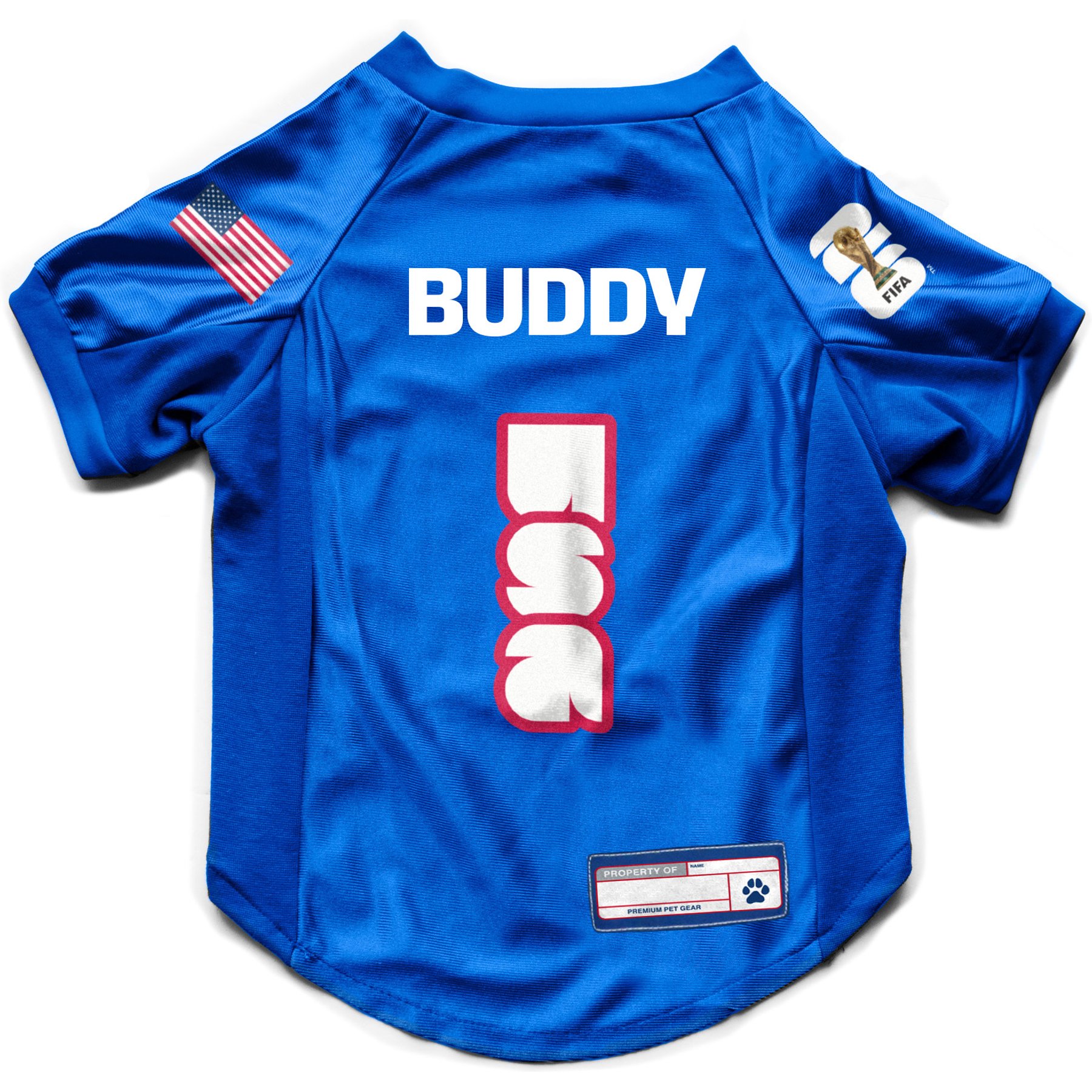 Littlearth FIFA World Cup 2026 Personalized Stretch Dog Jersey, Large, USA