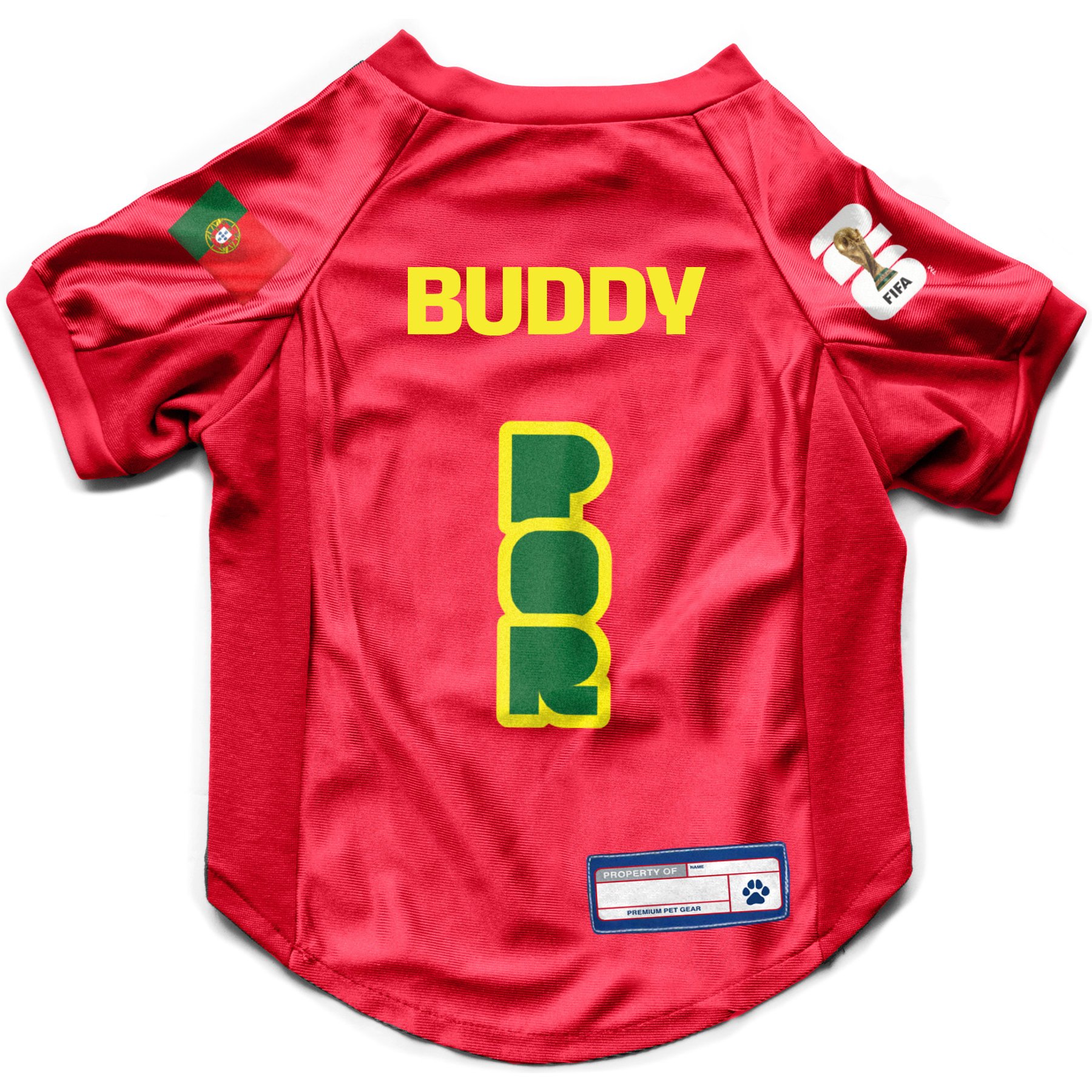 Littlearth FIFA World Cup 2026 Personalized Stretch Dog Jersey, Small, Portugal