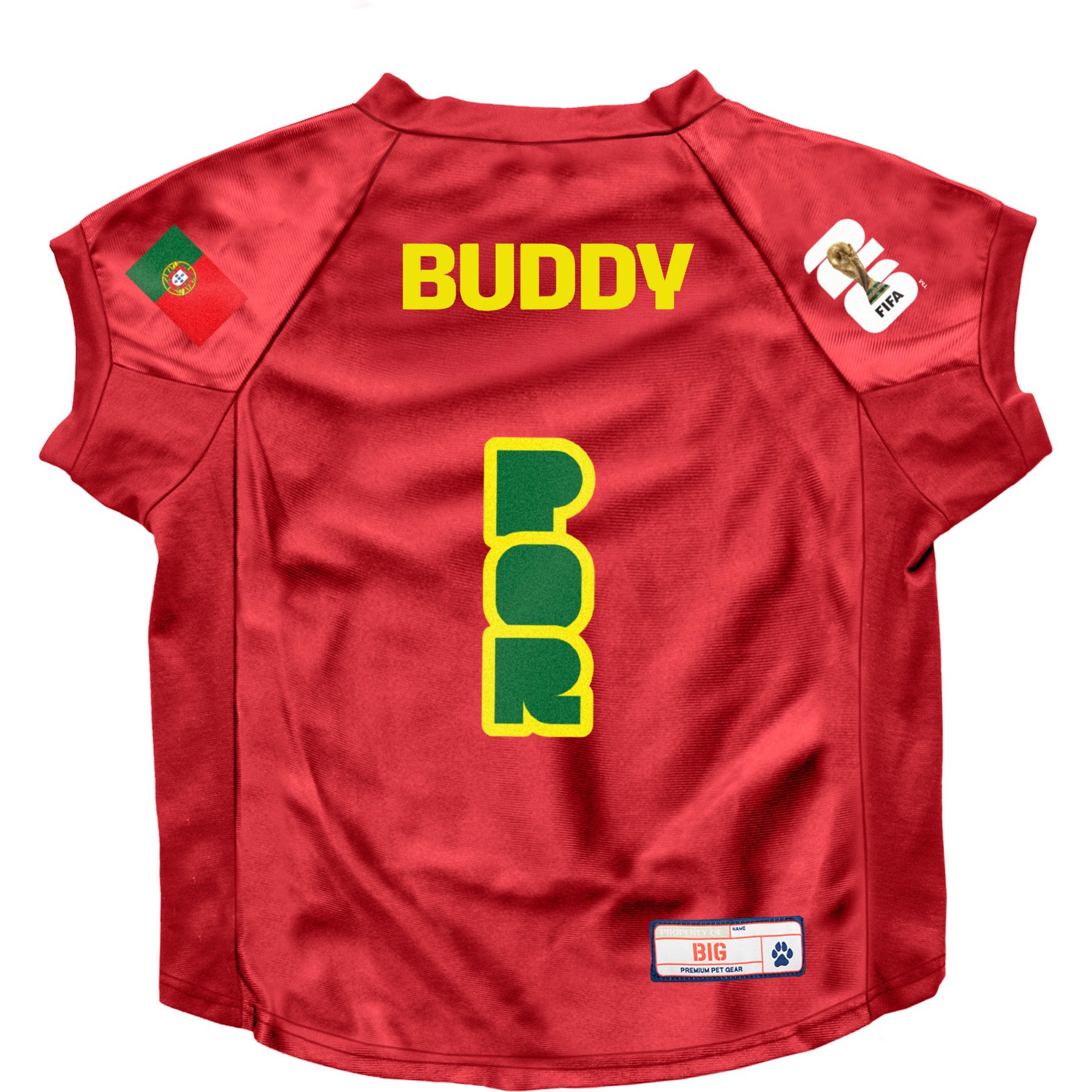 Littlearth FIFA World Cup 2026 Personalized Stretch Dog Jersey, Big, Portugal