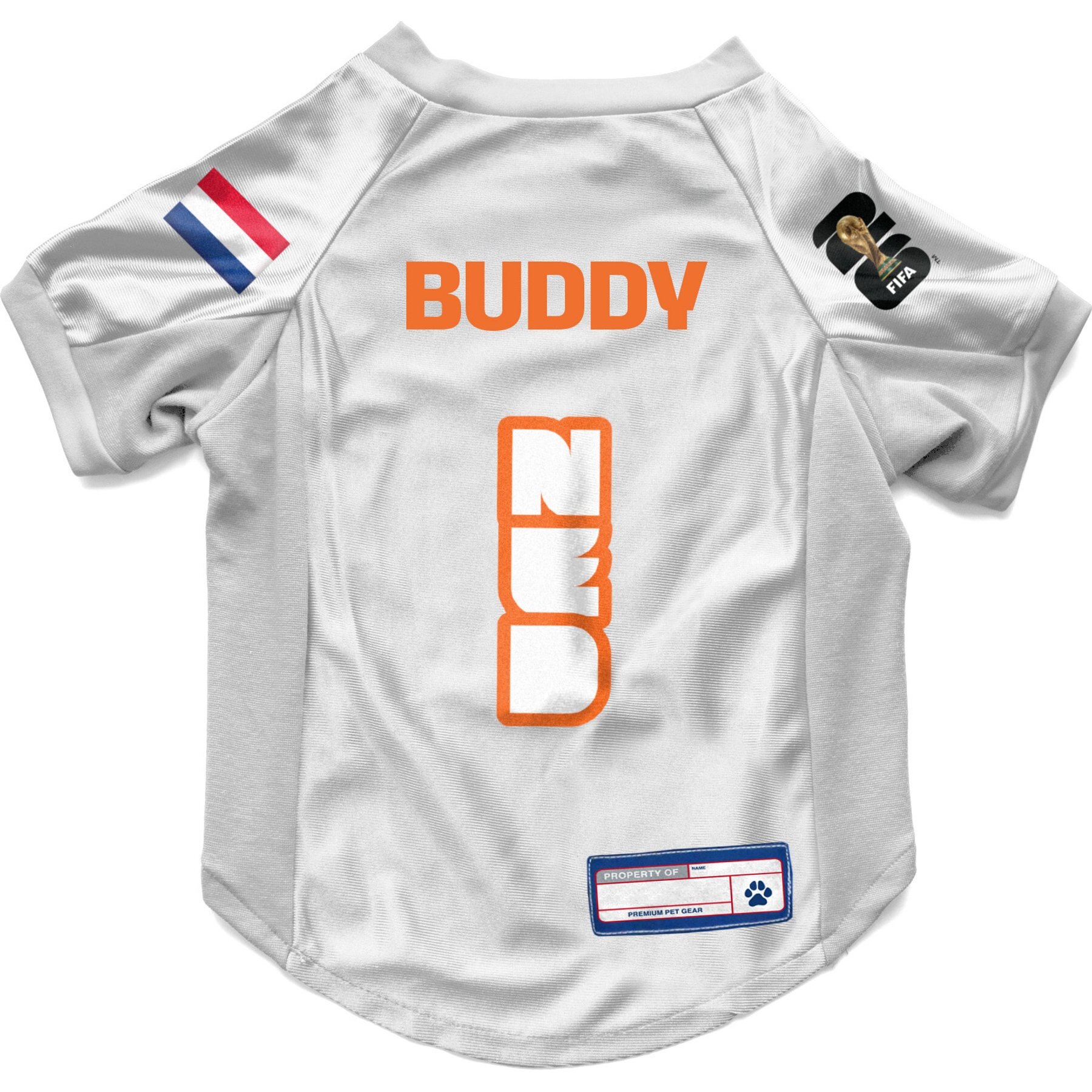 Littlearth FIFA World Cup 2026 Personalized Stretch Dog Jersey, X-Small, Netherlands