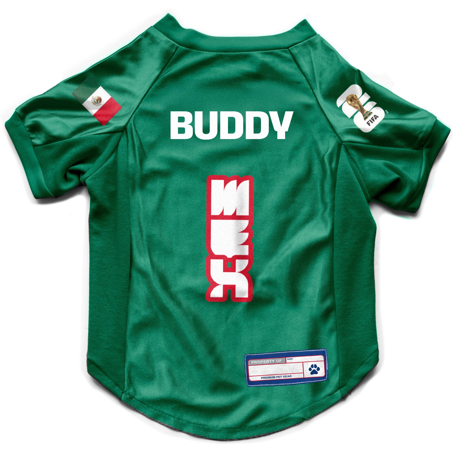 Littlearth FIFA World Cup 2026 Personalized Stretch Dog Jersey, X-Large, Mexico