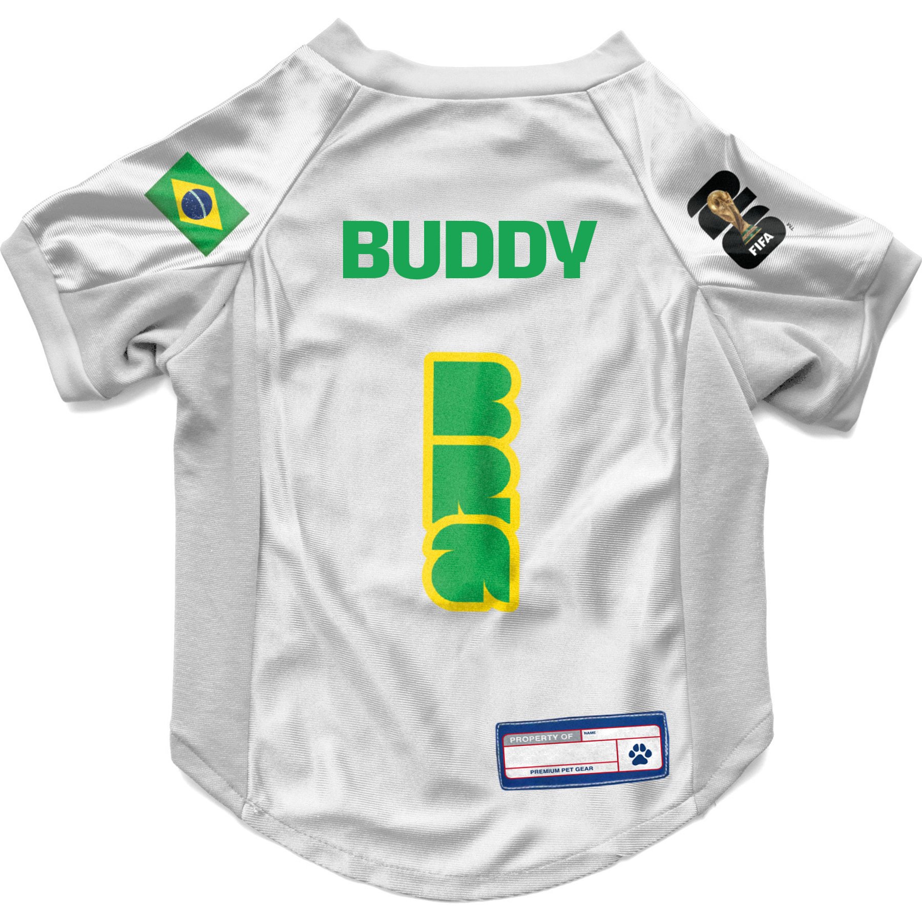 Littlearth FIFA World Cup 2026 Personalized Stretch Dog Jersey, Small, Brazil