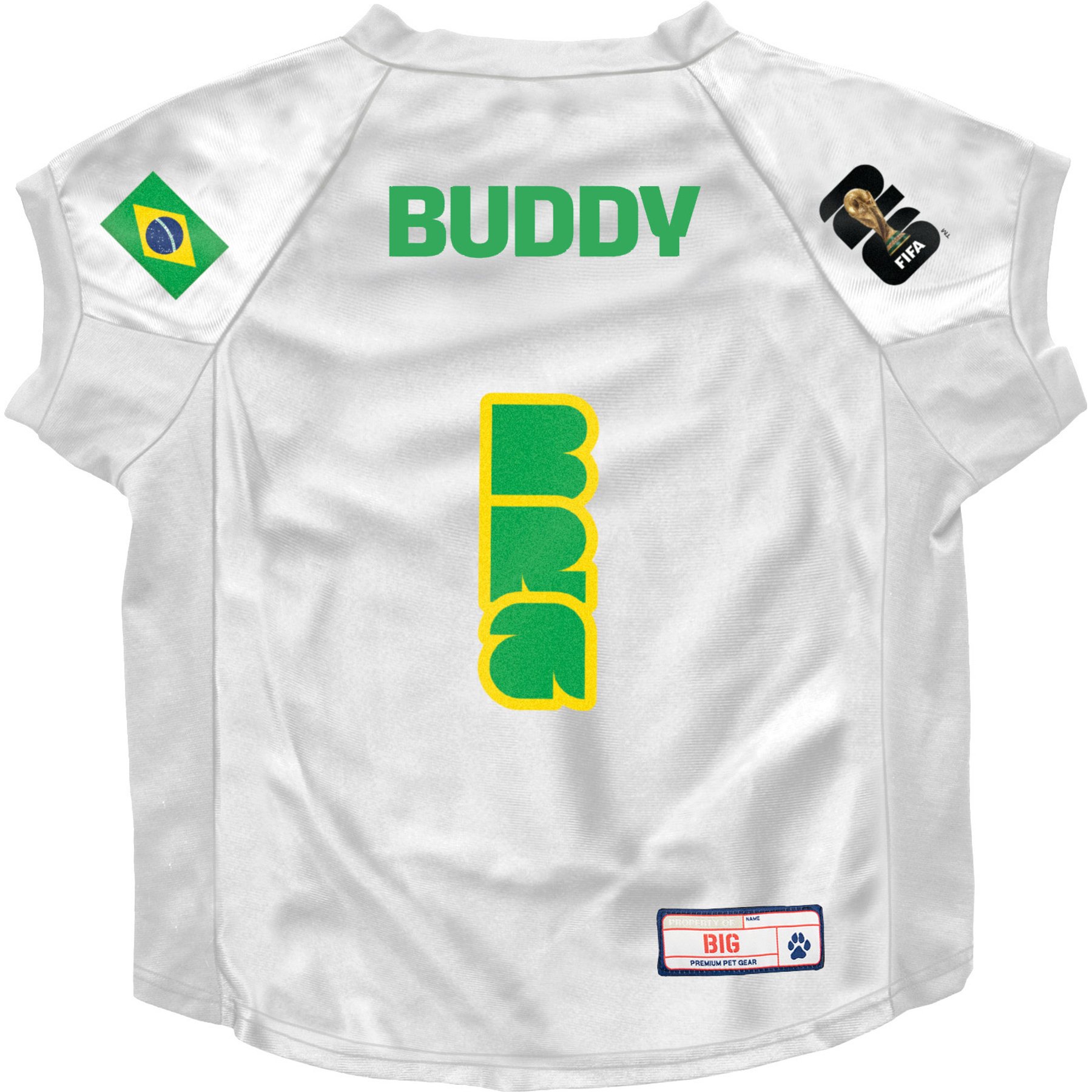 Littlearth FIFA World Cup 2026 Personalized Stretch Dog Jersey, Big, Brazil