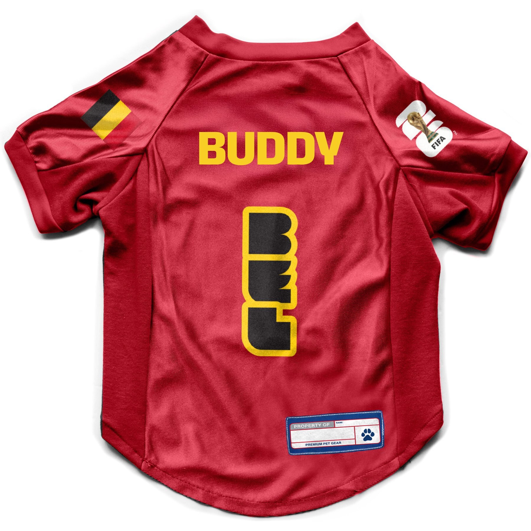 Littlearth FIFA World Cup 2026 Personalized Stretch Dog Jersey, X-Large, Belgium