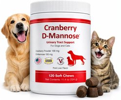 Pet Health Solutions Cranberry D-Mannose Urinary Tract Support Chews Supplement for Dogs, 120 count