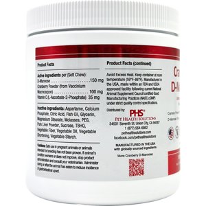 Pet Health Solutions Cranberry D-Mannose Urinary Tract Support Chews Supplement for Dogs, 120 count