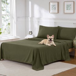 Sweet Home Collection Ultra Soft 1800 Series Double Brushed Microfiber 4-Piece Sheet Set, Olive, Queen
