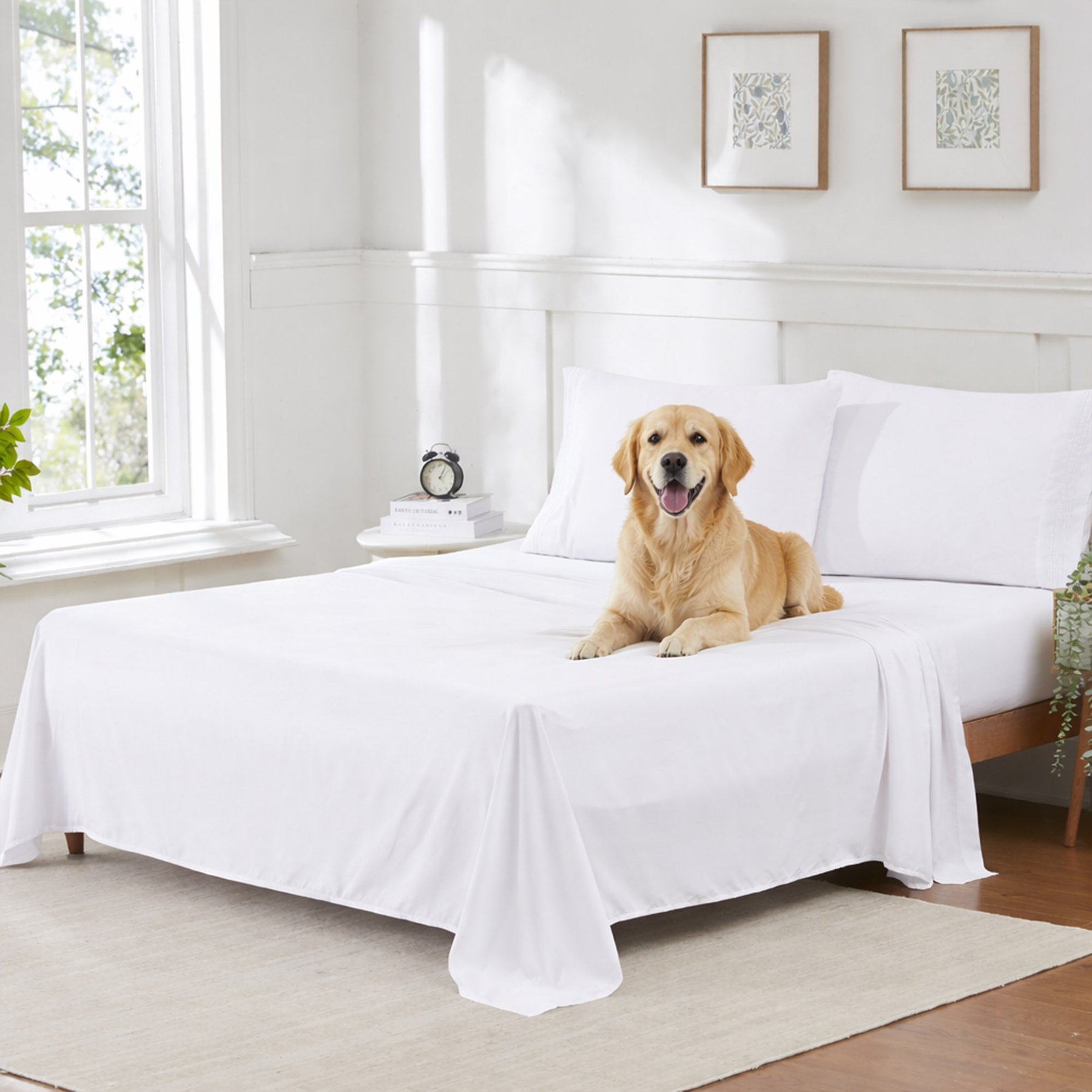 Sweet Home Collection Ultra Soft 1800 Series Double Brushed Microfiber 4-Piece Sheet Set, White, King