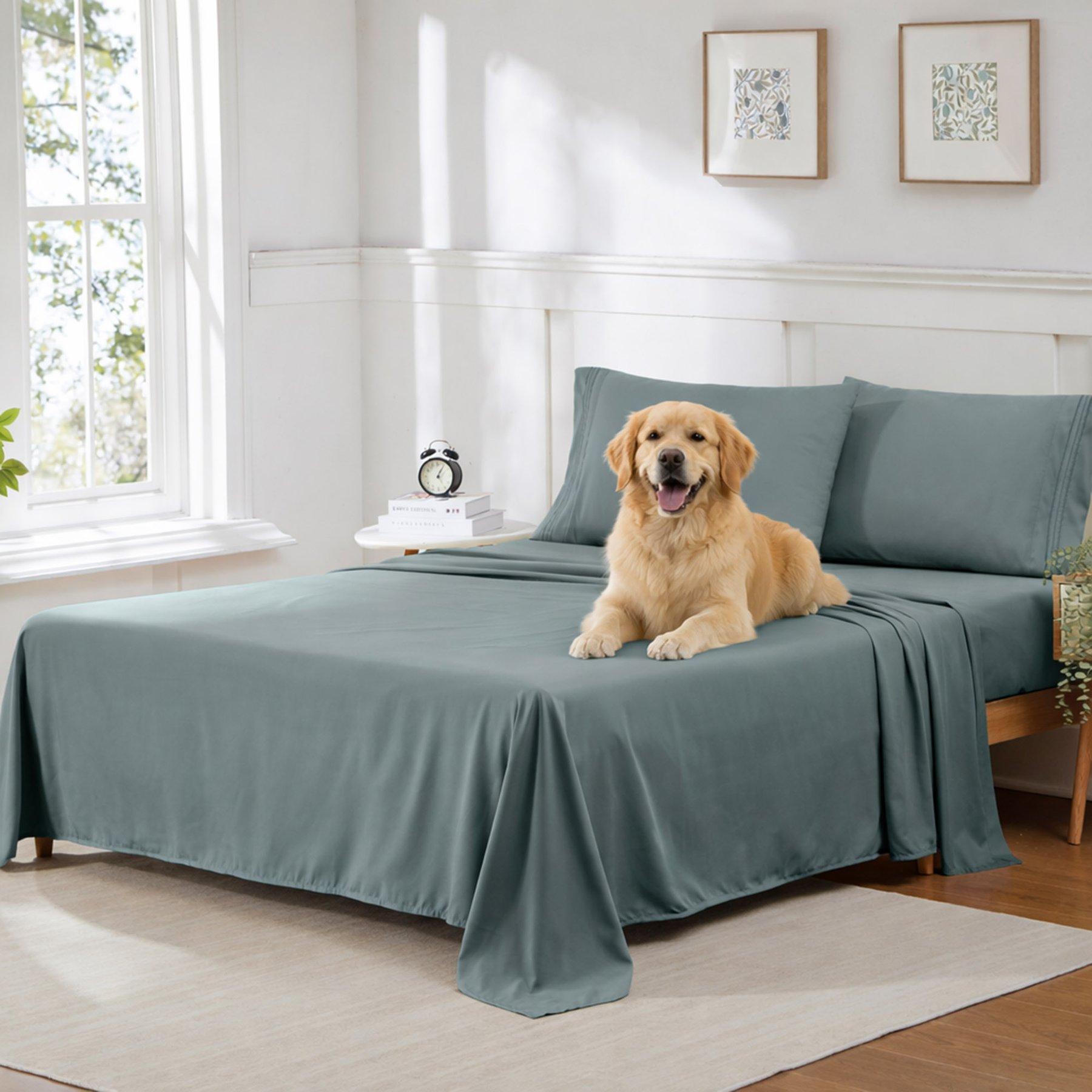 Sweet Home Collection Ultra Soft 1800 Series Double Brushed Microfiber 4-Piece Sheet Set, Slate, Full