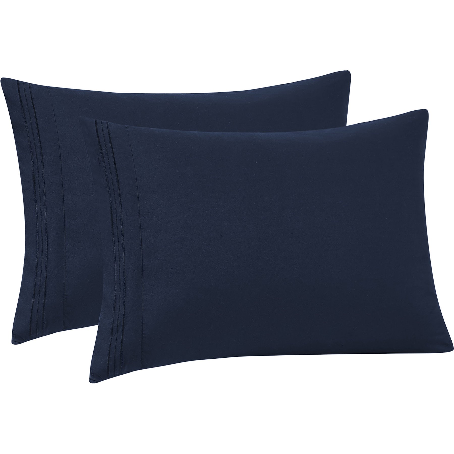Sweet Home Collection Luxury Embroidered Ultra Soft Microfiber Pillowcases, Navy, Standard, 2 count