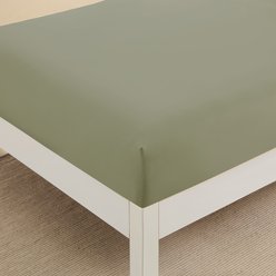 Sweet Home Collection Fitted Brushed Microfiber Bottom Sheets with Built In Sheet Straps, Sage, Queen slide 2 of 5