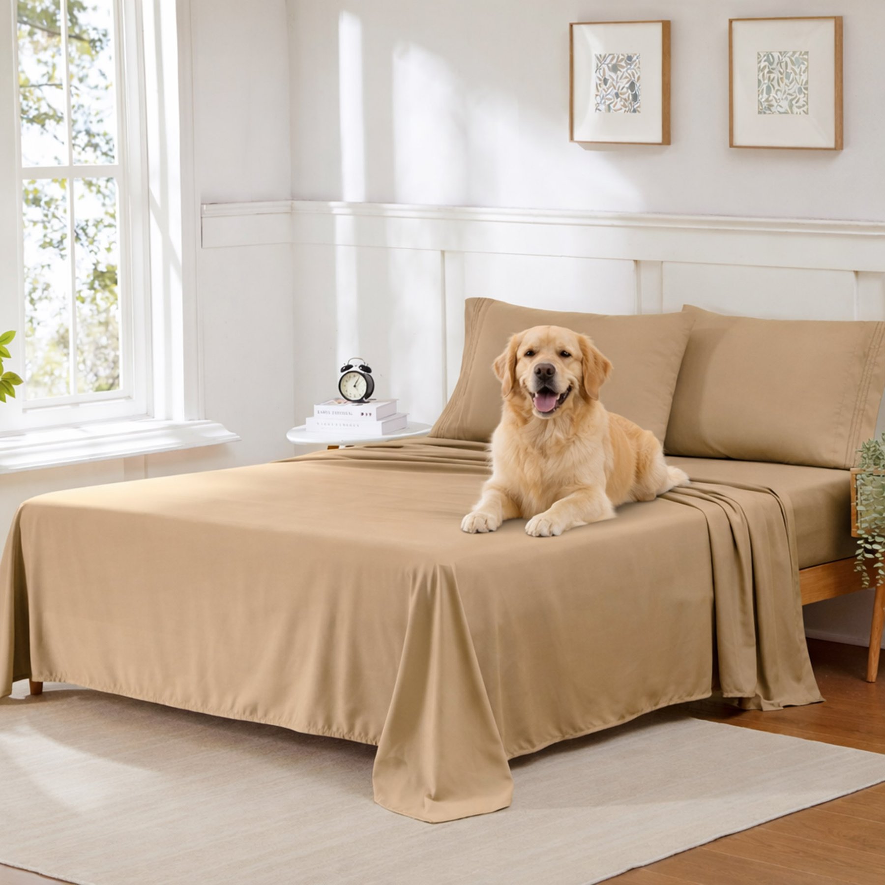 Sweet Home Collection Ultra Soft 1800 Series Double Brushed Microfiber 4-Piece Sheet Set, Taupe, King