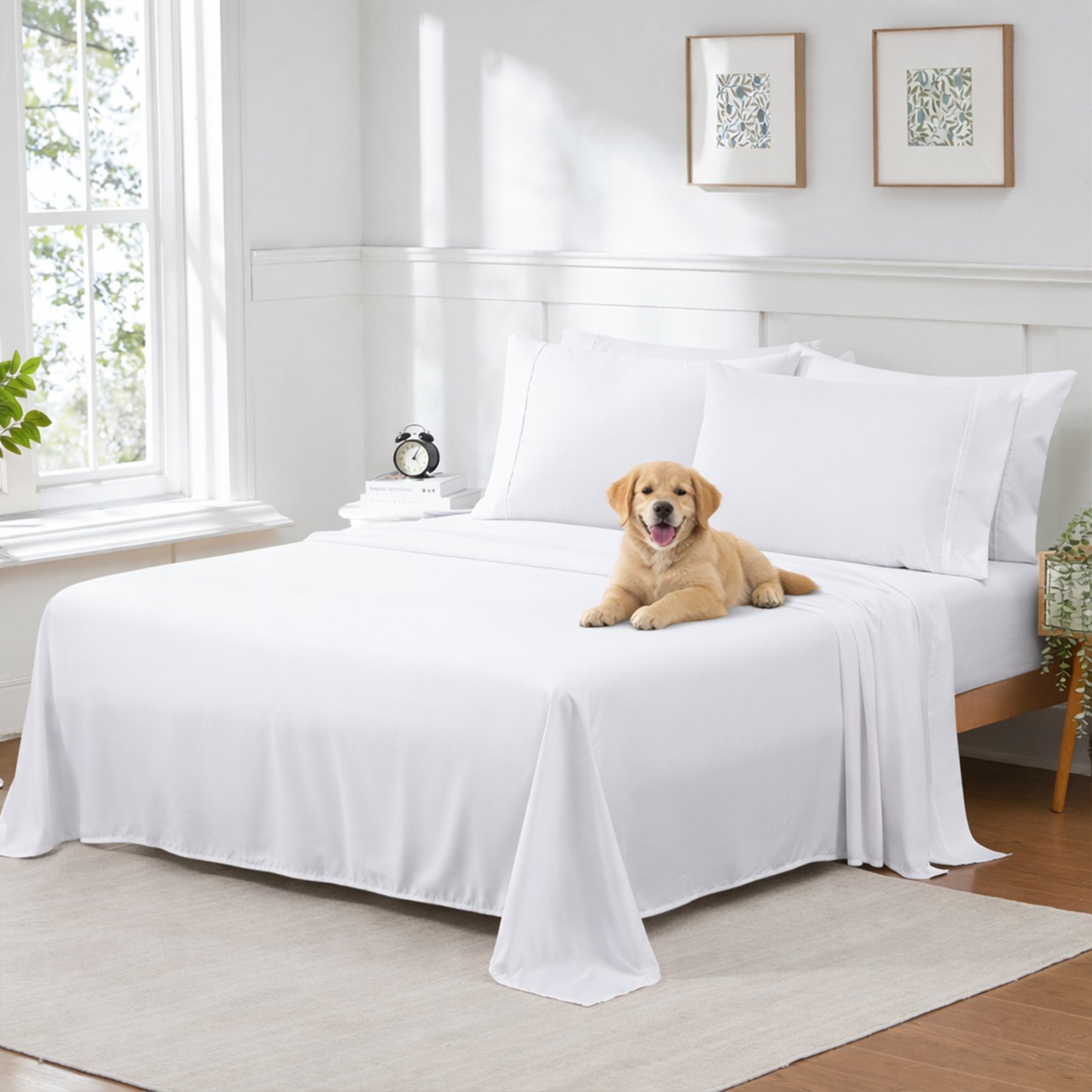 Sweet Home Collection Deluxe Ultra Soft 1500 Series Double Brushed Microfiber 6-Piece Sheet Set, White, Full