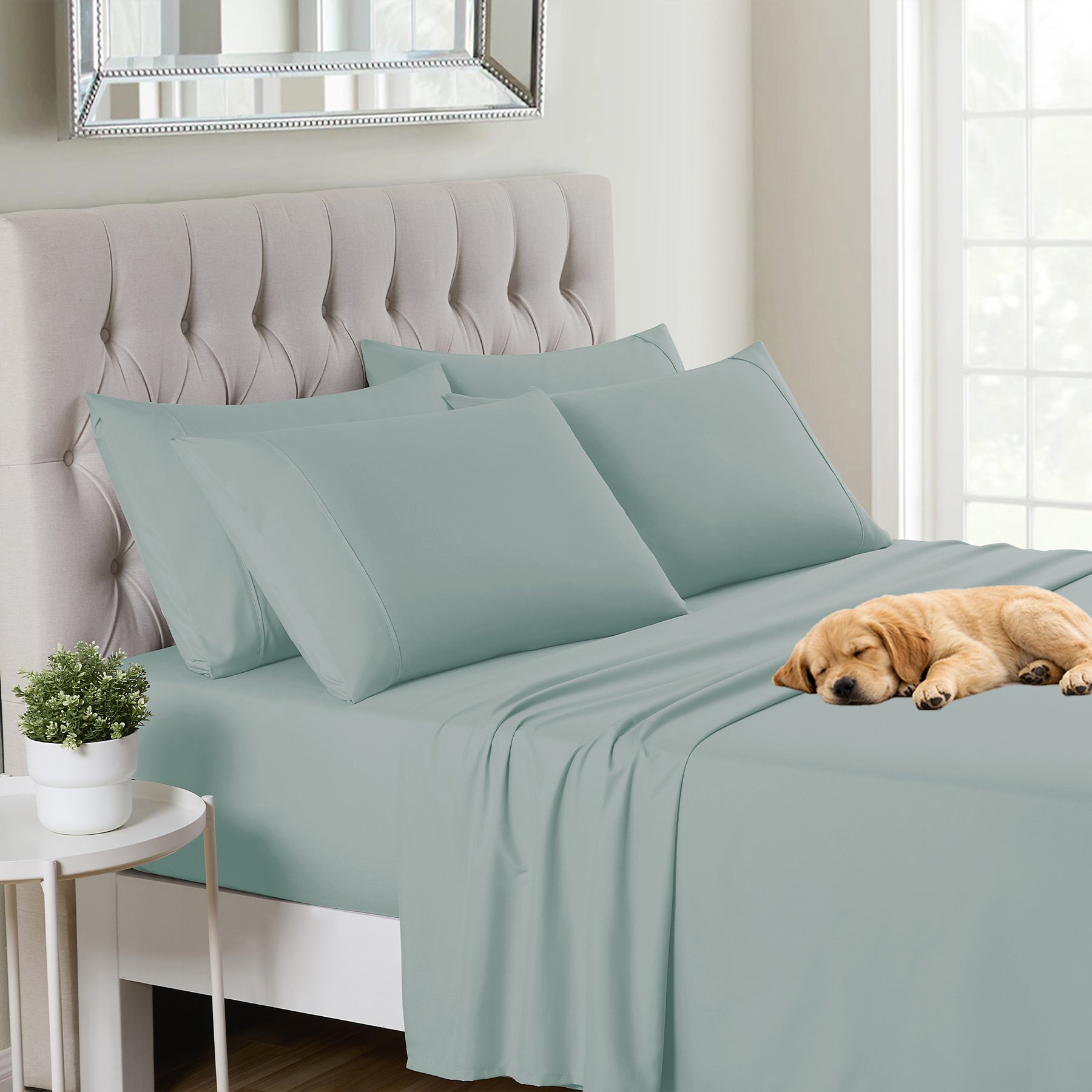 Sweet Home Collection Deluxe Ultra Soft 1500 Series Double Brushed Microfiber 6-Piece Sheet Set, Slate, Full