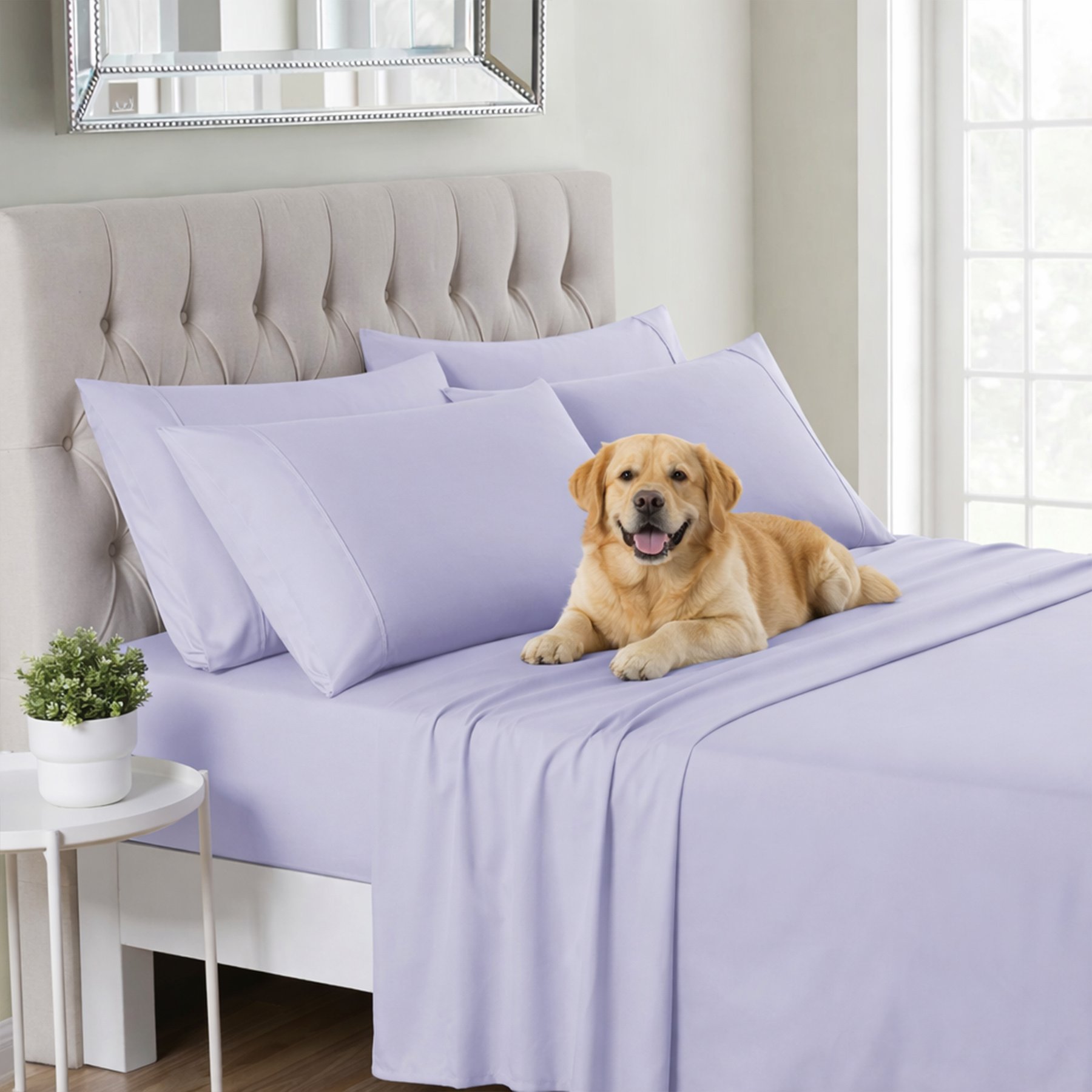 Sweet Home Collection Deluxe Ultra Soft 1500 Series Double Brushed Microfiber 6-Piece Sheet Set, Lilac, Queen
