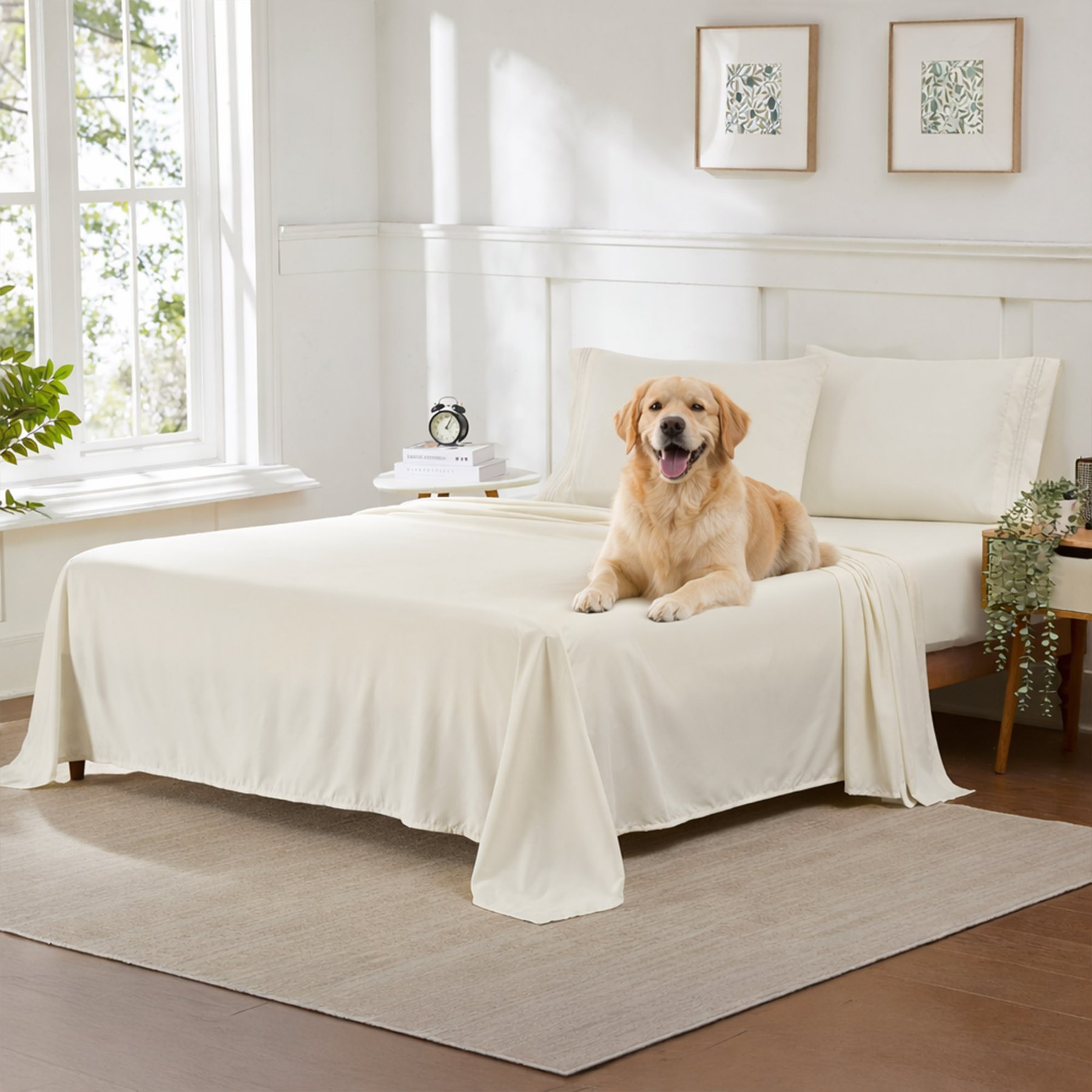 Sweet Home Collection Ultra Soft 1800 Series Double Brushed Microfiber 4-Piece Sheet Set, Ivory, Full