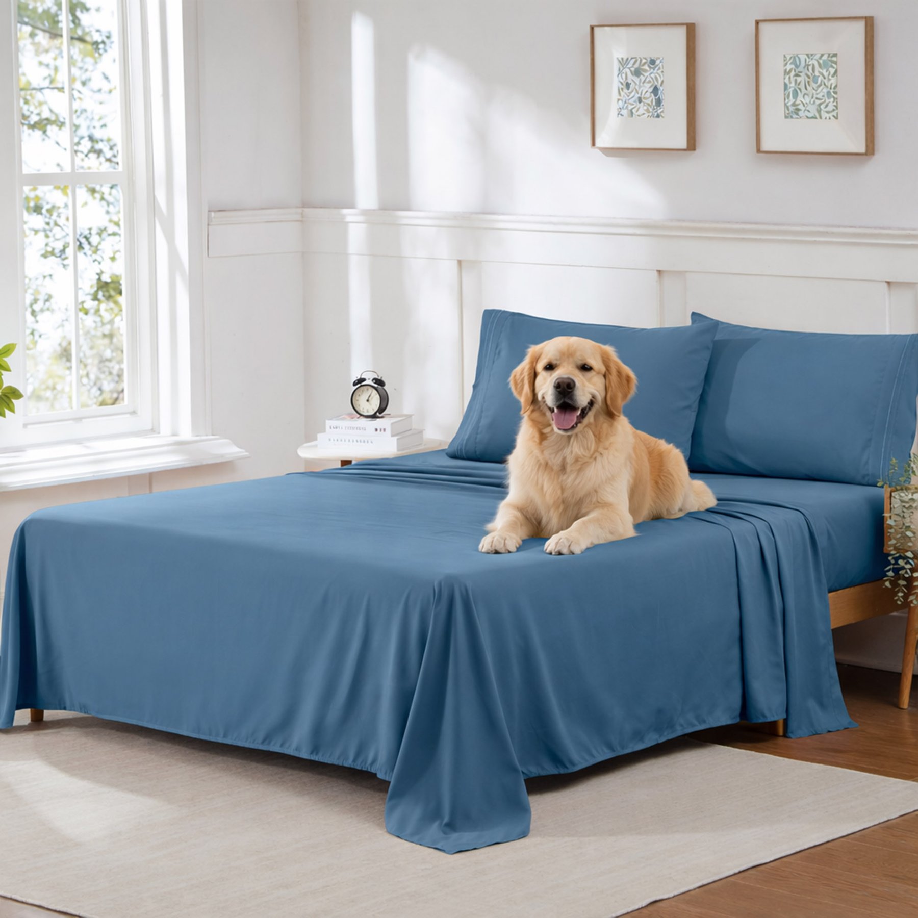 Sweet Home Collection Ultra Soft 1800 Series Double Brushed Microfiber 4-Piece Sheet Set, Denim, Full