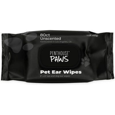 Penthouse Paws Penthouse Paws Hypoallergenic Unscented Dog & Cat Ear Wipes, 80 count
