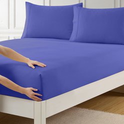 Sweet Home Collection Fitted Brushed Microfiber Bottom Sheets with Built In Sheet Straps, Royal Blue, Queen