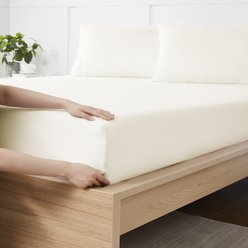Sweet Home Collection Fitted Brushed Microfiber Bottom Sheets with Built In Sheet Straps, Ivory, Full