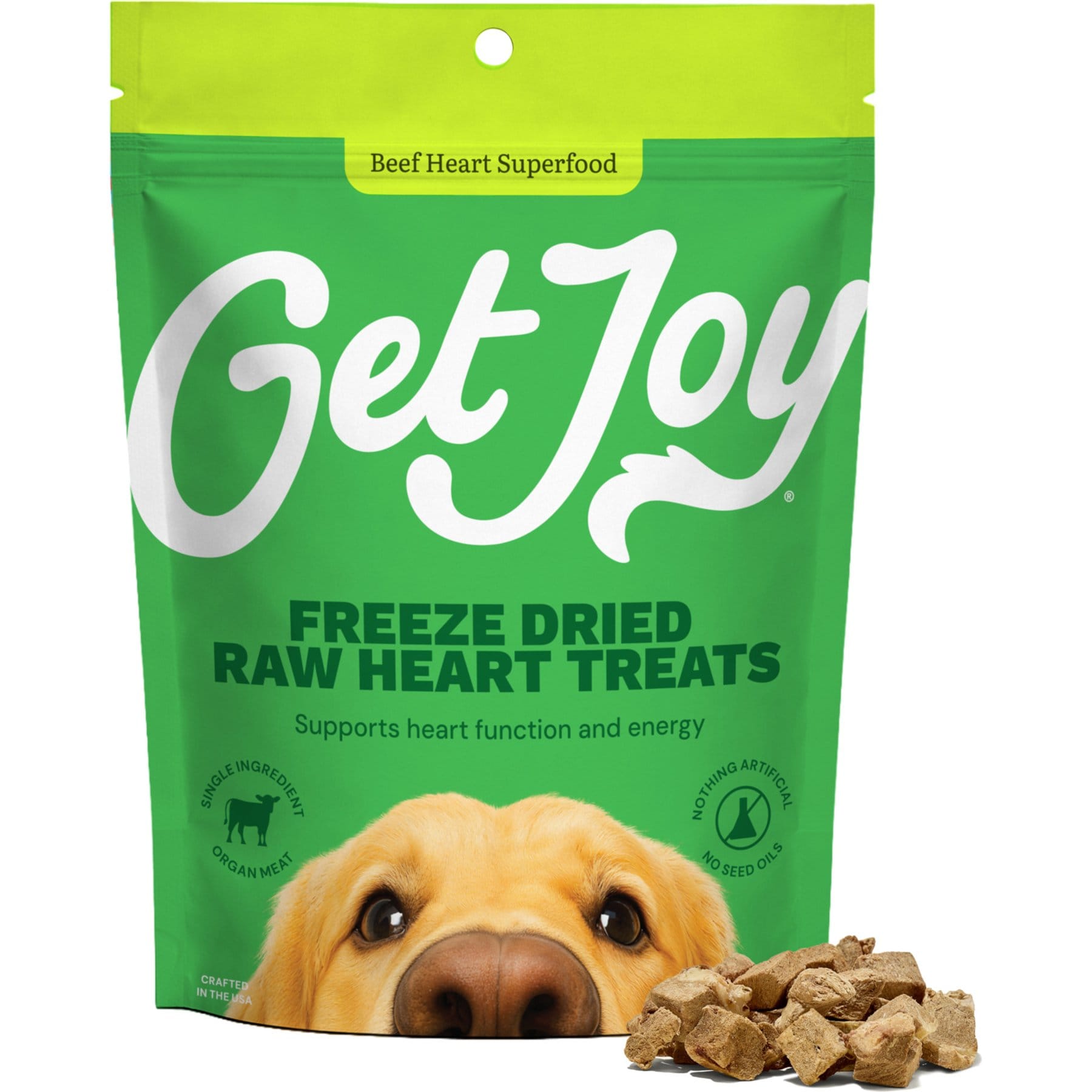 Get Joy Get Joy Superfood Beef Organ Heart High Protein, Grain & Gluten-Free Freeze-Dried Dog Treats, 2-oz bag