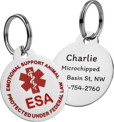 GoTags ESA Emotional Support Circle Personalized Dog & Cat ID Tag, Small