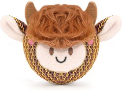 HugSmart Squeaky Spiky Ball Durable Mesh Plush Highland Cow Dog Toy, Medium