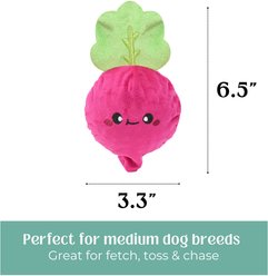 HugSmart Squeaky Spiky Ball Plush Radish Dog Toy, Medium slide 2 of 5