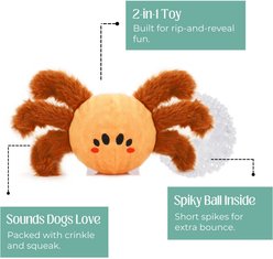 HugSmart Halloween Squeaky Spiky Ball Plush Spider Dog Toy, Medium slide 2 of 5