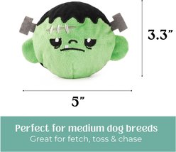 HugSmart Halloween Squeaky Spiky Ball Plush Frankenstein Dog Toy, Medium slide 2 of 5