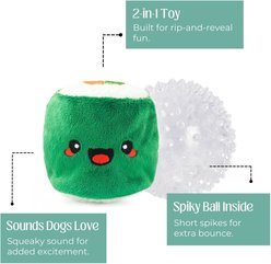HugSmart Squeaky Spiky Ball Plush Sushi Dog Toy, Medium slide 2 of 5