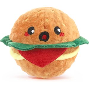 HugSmart Squeaky Spiky Ball Plush Hamburger Dog Toy, Medium
