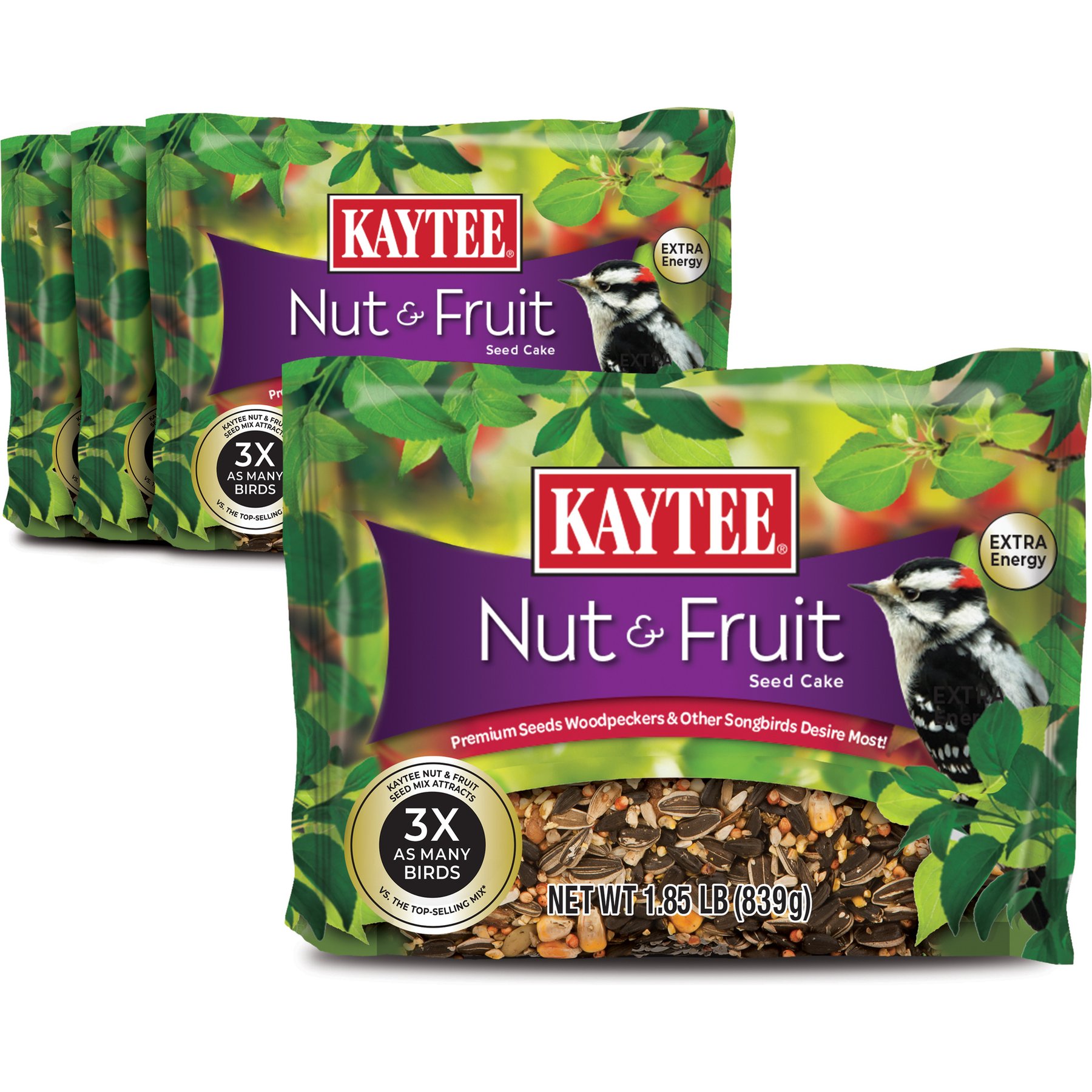 Kaytee Nut & Fruit Seed Cake Bird Food, 1.85-lb bag, 4 count