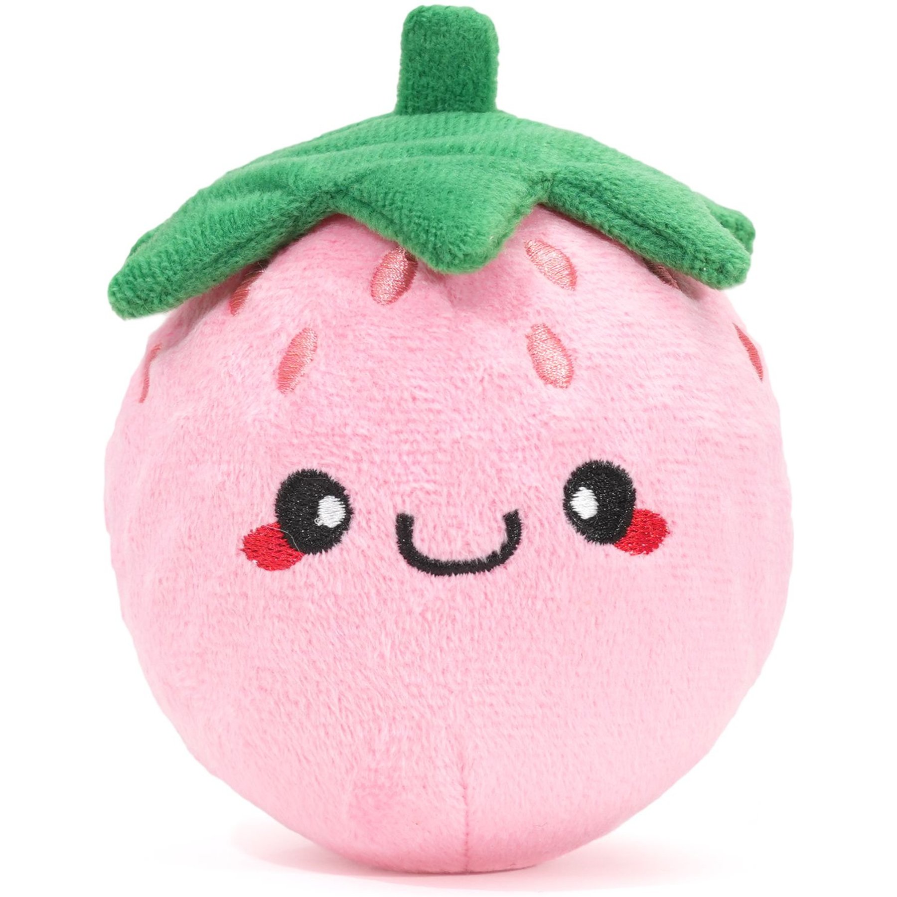 HugSmart Squeaky Spiky Ball Plush Strawberry Dog Toy, Medium