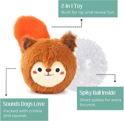 HugSmart Squeaky Spiky Ball Plush Squirrel Dog Toy, Medium slide 2 of 5
