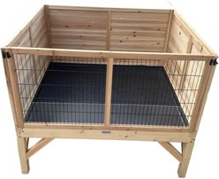 Zylina Raised House Small Pet Habitat, Natural Wood, 48 x 40 x 40in