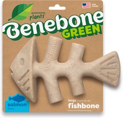 Benebone Green Fishbone Real Salmon Flavor Dog Chew Toy, Large