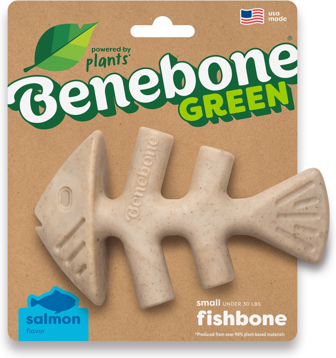 Fish Boon Rael BENEBONE Green Fishbone Real Salmon Flavor Dog Chew Toy, Small - Chewy.com