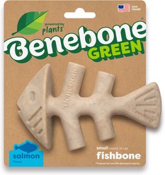 Benebone Green Fishbone Real Salmon Flavor Dog Chew Toy, Small