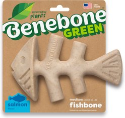 Benebone Green Fishbone Real Salmon Flavor Dog Chew Toy, Medium