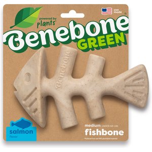 Benebone Green Fishbone Real Salmon Flavor Dog Chew Toy, Medium