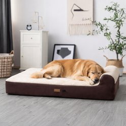 KOPEKS Orthopedic Pillow Dog Bed with Removable Cover, White & Brown, X-Large