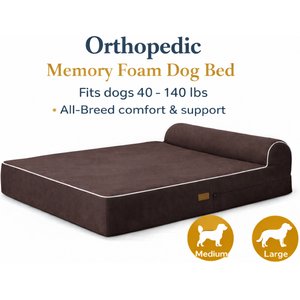 KOPEKS Orthopedic Pillow Dog Bed with Removable Cover, Brown, X-Large