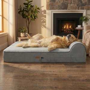 KOPEKS Orthopedic Pillow Dog Bed with Removable Cover, Gray, X-Large