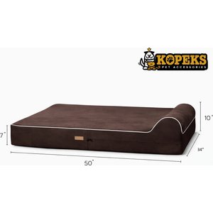KOPEKS Orthopedic Pillow Dog Bed with Removable Cover, Brown, X-Large