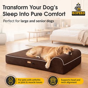 KOPEKS Orthopedic Pillow Dog Bed with Removable Cover, Brown, X-Large