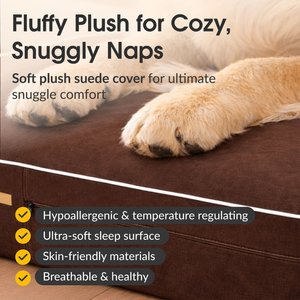 KOPEKS Orthopedic Pillow Dog Bed with Removable Cover, Brown, X-Large